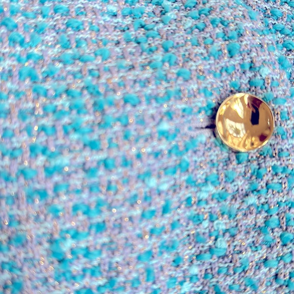 NWT STUNNING $2295.00 ST. JOHN Tweed Grommet Blazer in Lilac/Cornflower, size 2 - Picture 10 of 10